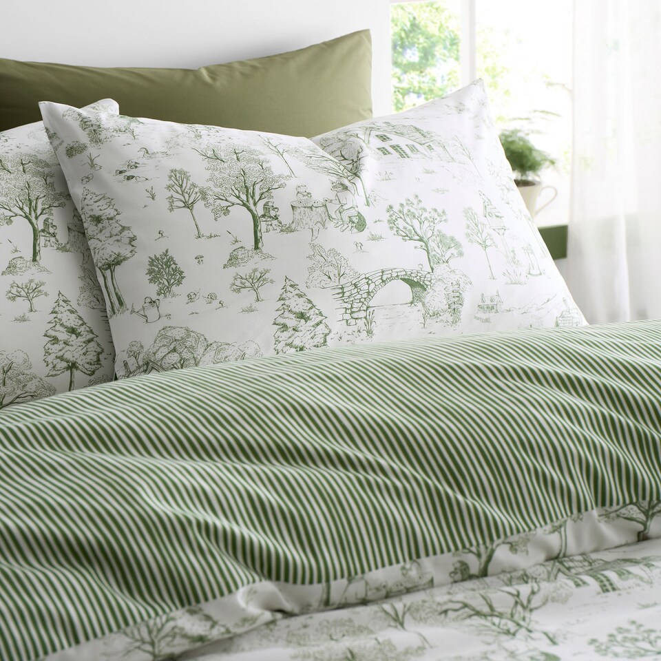 image 1 of Fusion Woodland Toile Duvet Cover Set Green