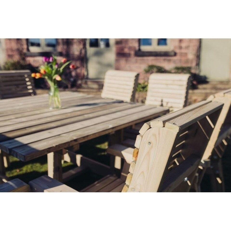 image 1 of Ergo 8 Seater Square Table Set Including 8 Chairs - Swedish Redwood - L149 x W149 x H77 cm - Minimal Assembly Required
