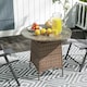 image 8 of Outsunny Wicker Garden Rattan Table, Patio Furniture Outdoor Coffee Table with Umbrella Hole and Tempered Glass Top, Brown | Brown | Brown