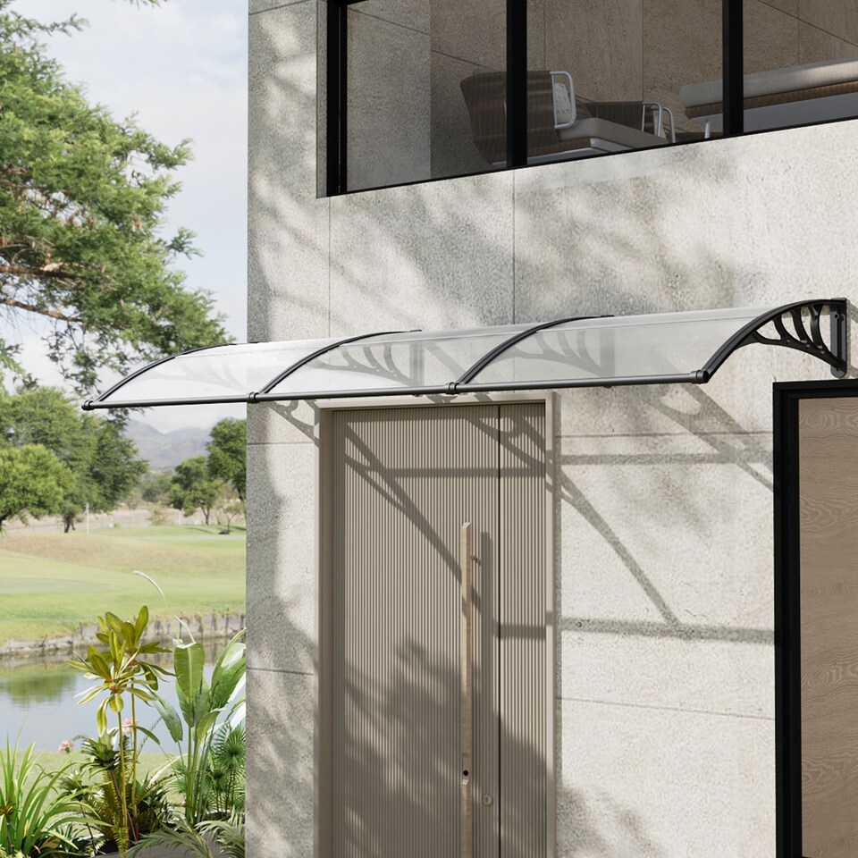 image 1 of Living and Home Awning Canopy for Window and Door with Drainage - 300cm W x 100cm D Clear