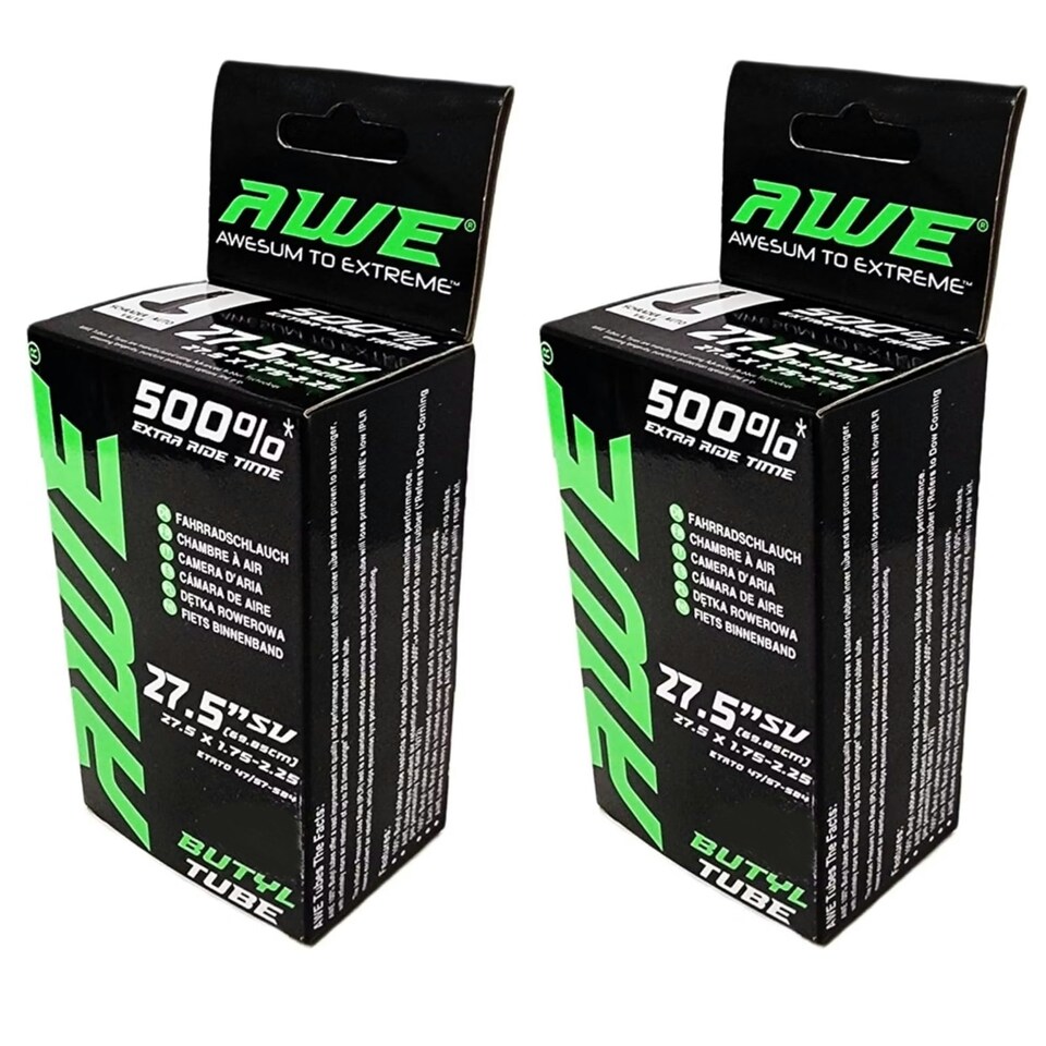 image 1 of 2 x AWERide Folding Tyres 27.5" x 2.20" + 2 x AWE Inner Tubes 27.5" x 1.75-2.25 SV
