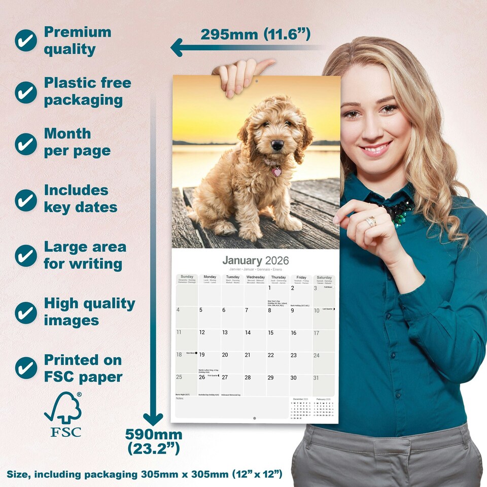 image 1 of Cockapoo 2026 Calendar | Square Wall Calendar | Dog Breed Gift | Plastic Free Packaging | by Avonside Publishing