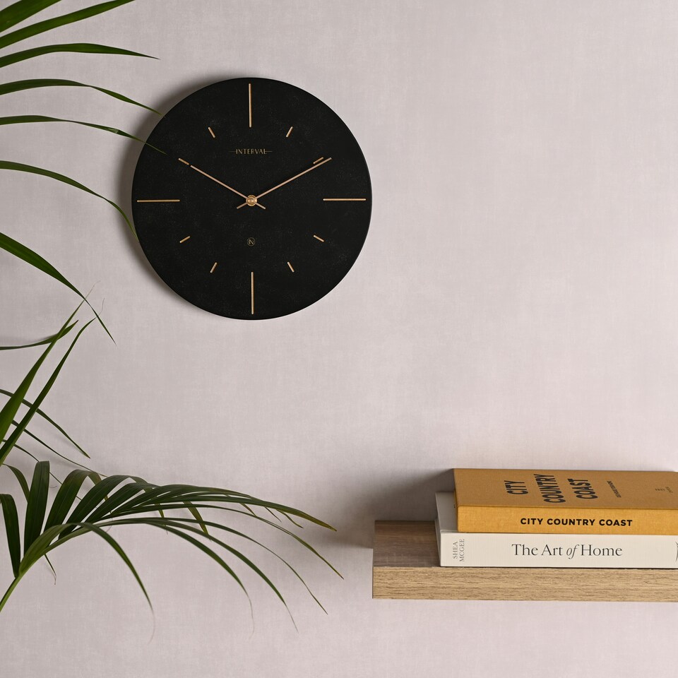 image 1 of Interval Resin Wall Clock 30cm - Black & Gold Black | Gold