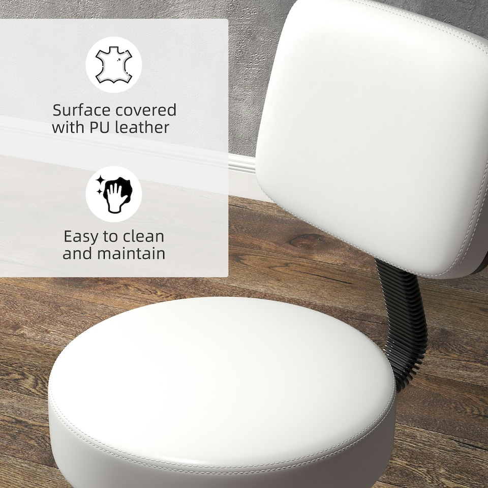 image 1 of HOMCOM Adjustable Swivel Salon Chair Padded Seat Back 5 Wheels White
