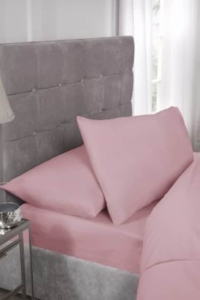 image 1 of Percale Duvet Set Single Bed Pink
