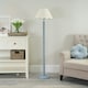 image 3 of ValueLights Bobbles Powder Blue Bobbin Floor Lamp with Green Trim Scallop Shade