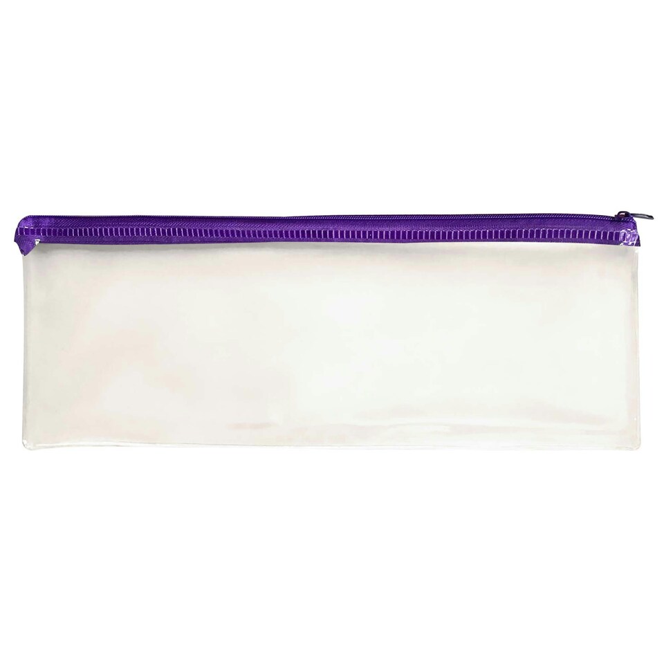 image 1 of Janrax 13x5" Purple Zip Clear Exam Pencil Case