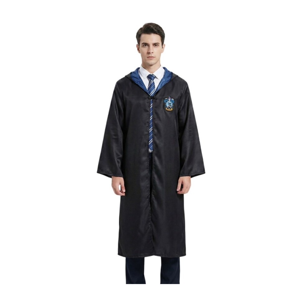 image 1 of Harry Potter Costume - 4Pcs - Ravenclaw Cloak, Tie, Tattoos & Wand | Multi | M