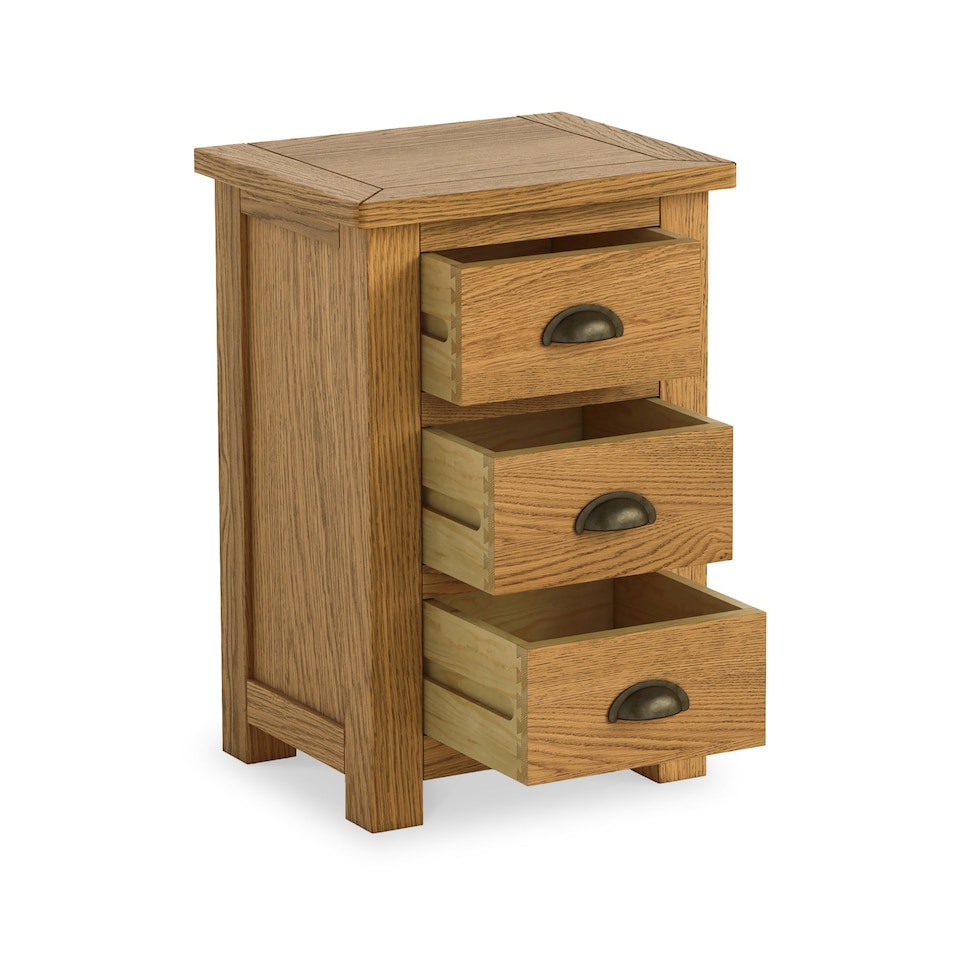 image 1 of Duchy Waxed Oak 3 Drawer Bedside Table - Fully Assembled By Roseland Furniture