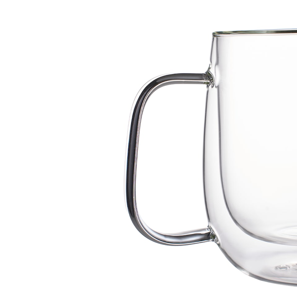 image 1 of Living and Home 2 Pcs 350 ml Double-Walled Borosilicate Glass Coffee Cups | Clear