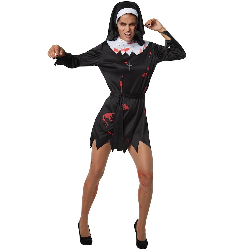 image 1 of Scary Nun - Halloween fancy dress costume for women | Black | black/white | 1