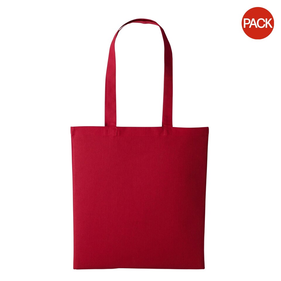 Nutshell Plain Strong Shoulder Shopper Bag (Pack of 2) - Red - One Size Red