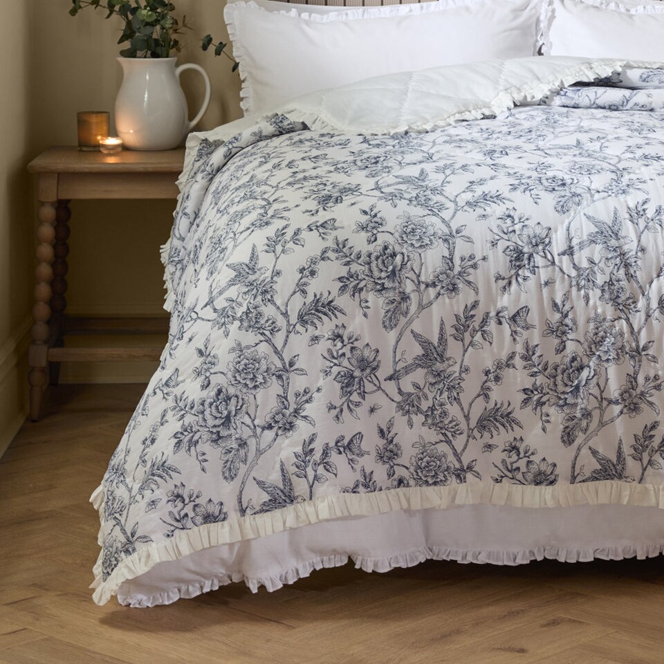 image 1 of Wylder Hermione Ruffled Cotton Floral Bedspread