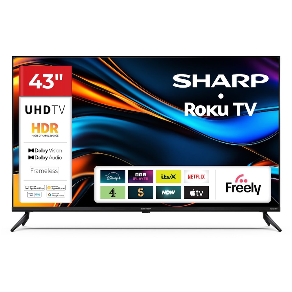 image 1 of SHARP 43HJ4225KB 43 Inch 4K UHD Smart Roku TV