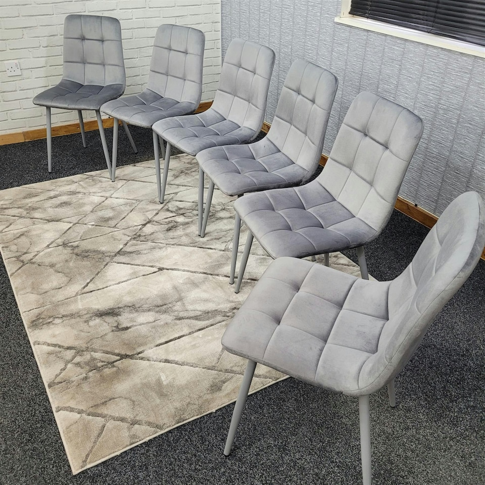 image 1 of Dining Chairs Set of 6 Grey Velvet Kitchen Chairs Grey
