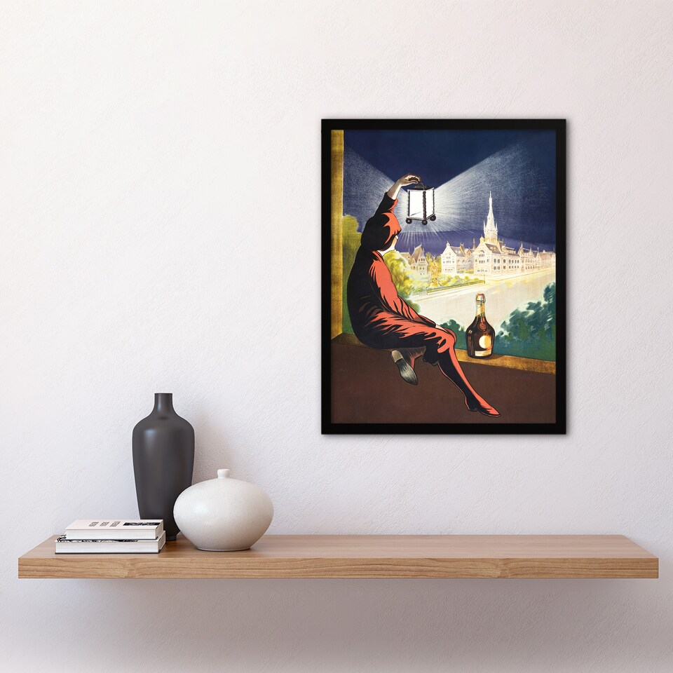 image 1 of Benedictine Wine Advert Vintage Framed Wall Art Print Cappiello 12x16"