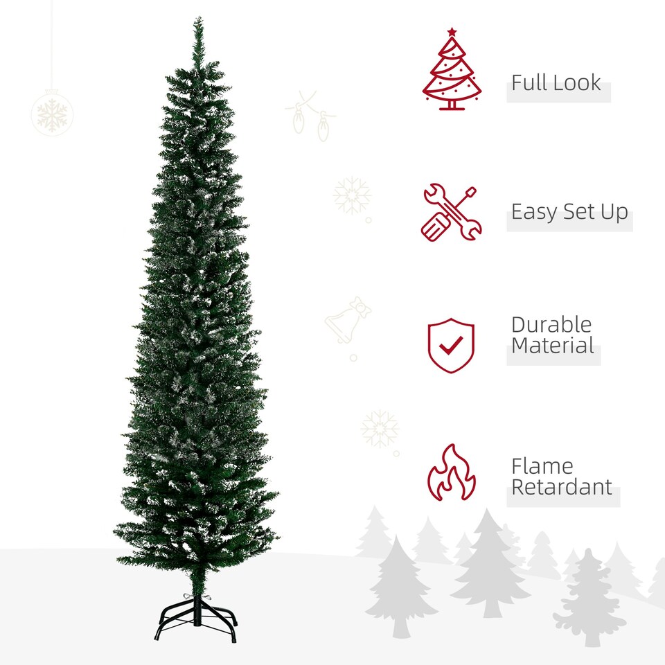 image 1 of HOMCOM 6FT Artificial Snow Dipped Christmas Tree Home Indoor Decoration Green