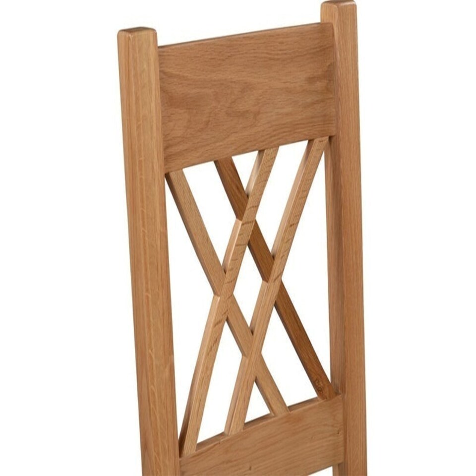 image 1 of Bologna Oak Pair of Natural Oak Dining Chairs - Fabric Seat - L48 x W66 x H109 cm Brown