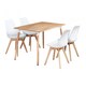 image 10 of 5PCs Dining Set - an Oak Halo Dining Table & Set of 4 Lorenzo Tulip Chairs with Padded Seat | Pink