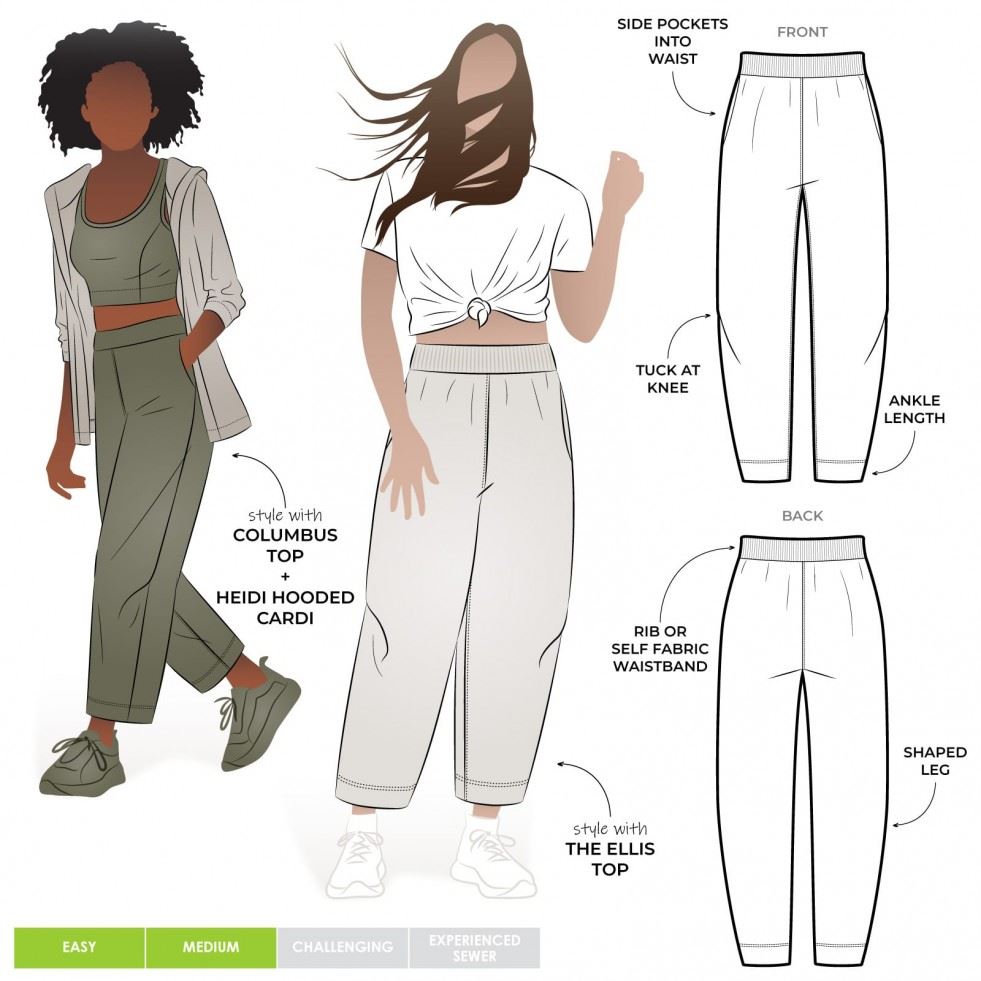 Style Arc Sewing Pattern Geoffrey Knit Pants, Trousers and Sportswear for Women - Sizes 10-22 - Intermediate