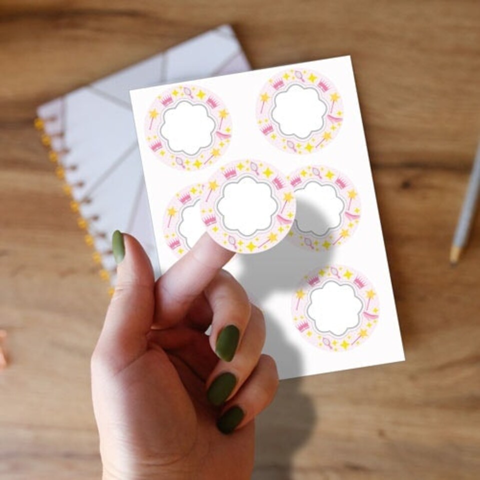 image 1 of Princess Design Round Stickers 88mm - Sheet of 6