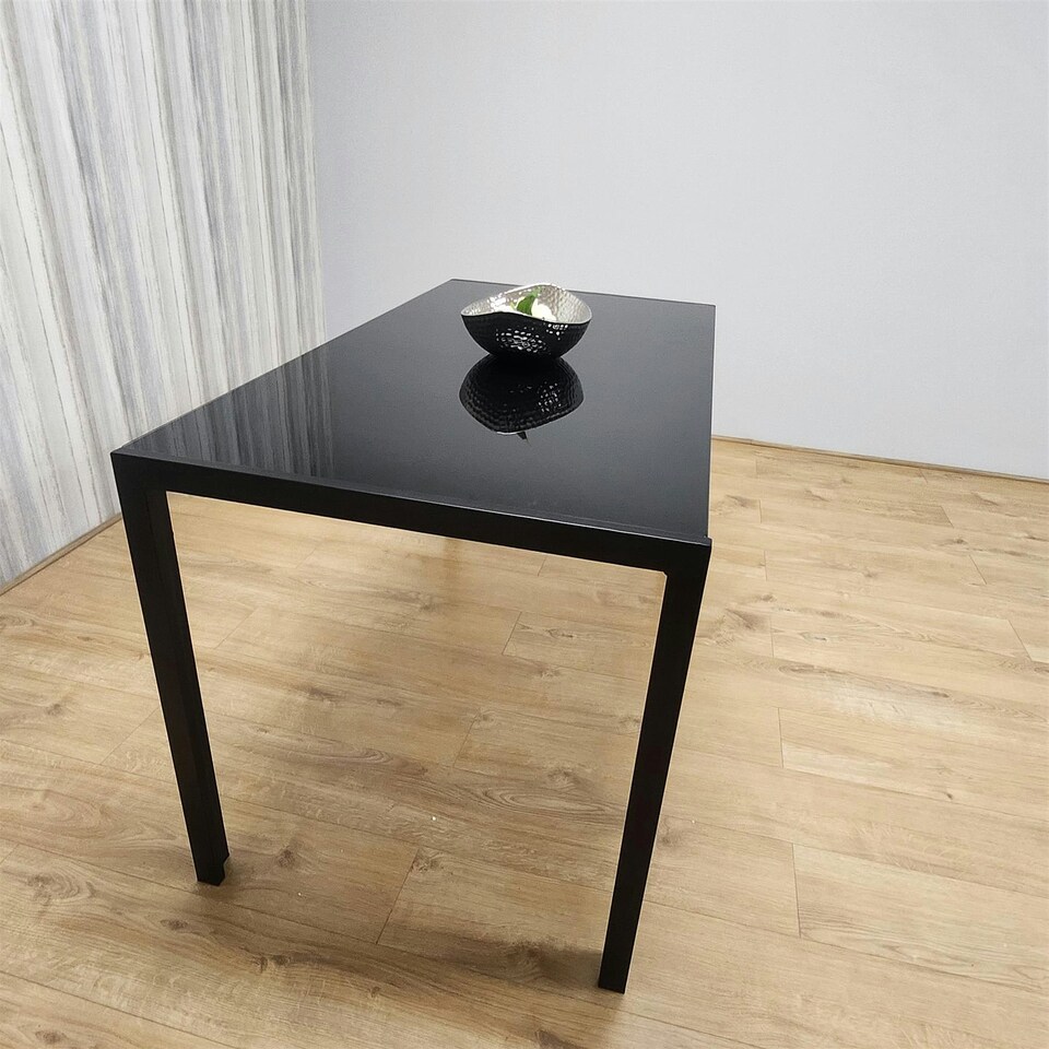 image 1 of Dining Table Black Glass Kitchen Place for 4 Seats, Dining Table Only (Black H 75 x L 120 x W 70 cm) Black