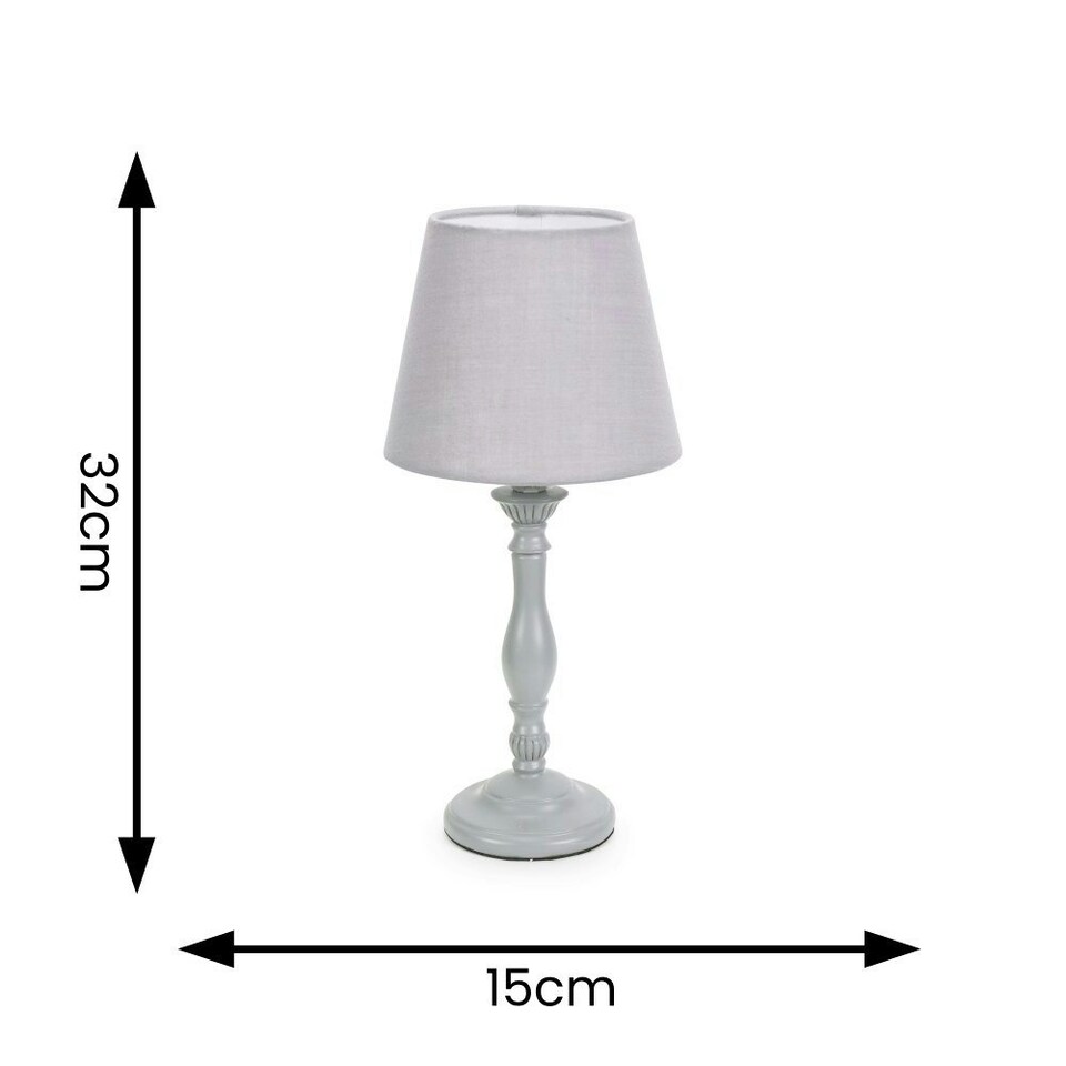image 1 of ValueLights Sara Pair of - Grey Wood Candlestick Table Lamp with a Tapered Shade