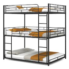 COSTWAY Metal Triple Bunk Bed Double Over Double Bunk