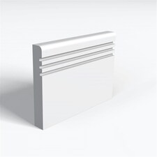 Pack of 5 (Total 5 Units) - MDF Primed Pencil Round 3 Square Grooves Skirting Board - 15mm (T) x 219mm (H) x 3050mm (L)