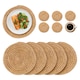 image 1 of Argon Tableware 12pc Round Placemats & Coasters Set - Woven Palm Leaf Kitchen Dining Table Mats Drinks Coaster Protector Mats | Brown | Brown | One Size | 12