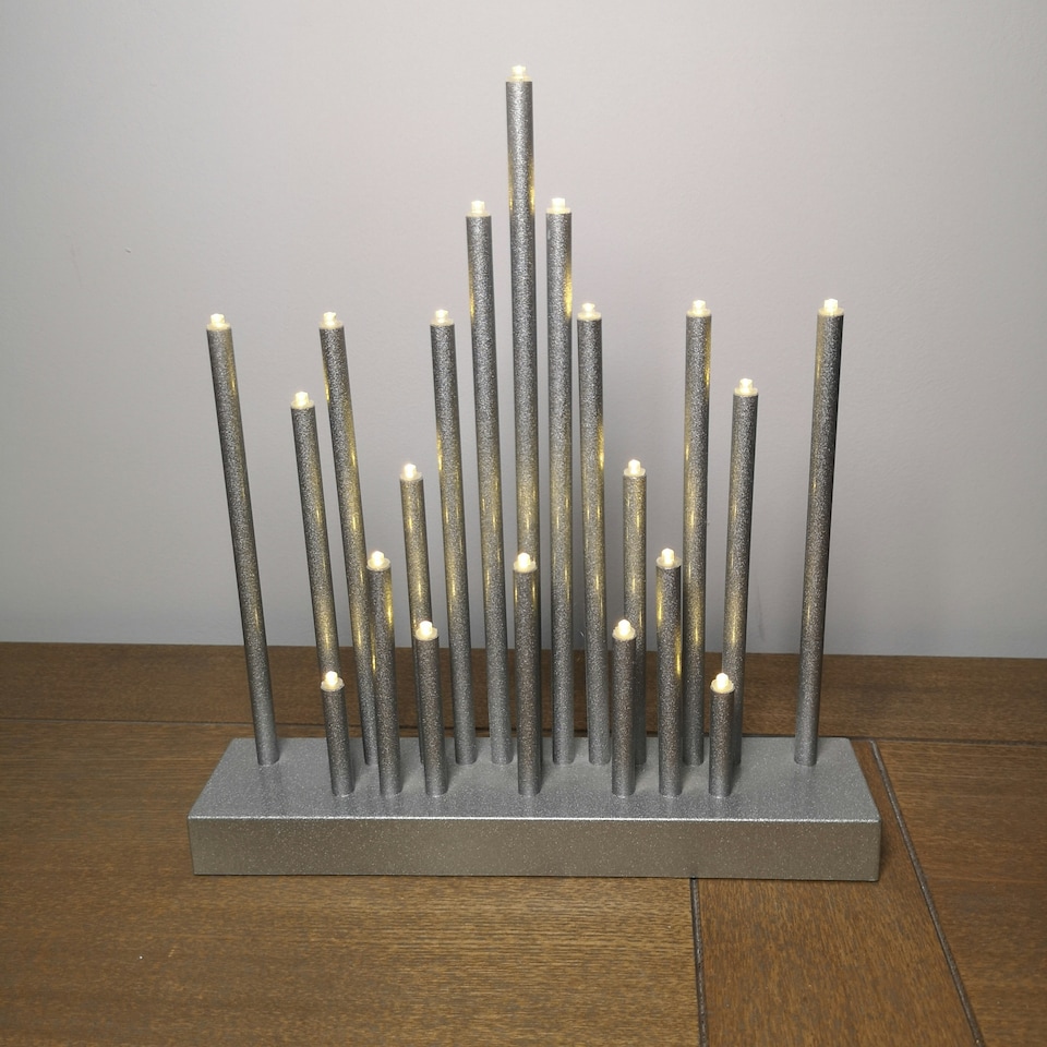 image 1 of 25cm Premier Christmas Candlebridge with 20 LEDs & Timer in Silver Battery Operated