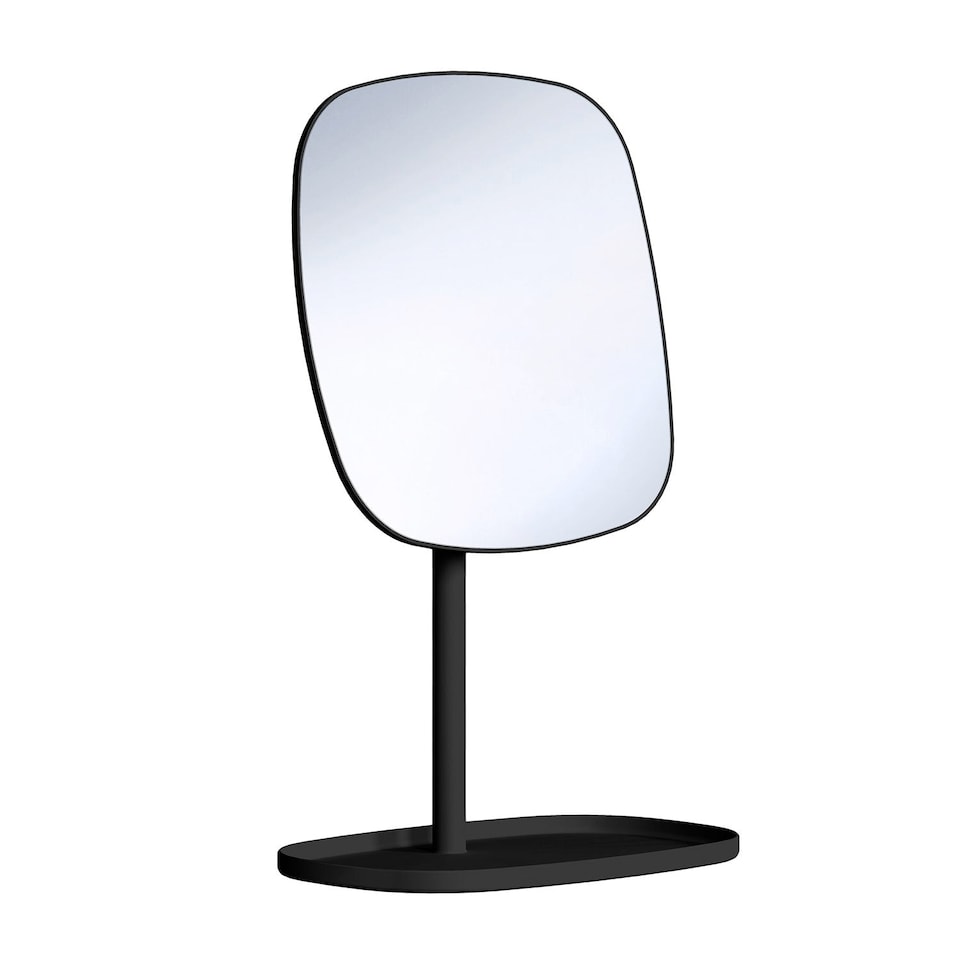 image 1 of BESLAGSBODEN Matt Black Freestanding Bathroom Mirror with Storage Tray