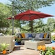 image 2 of Outsunny Square Cantilever Roma Parasol, 360-Degree Rotation, Wine Red