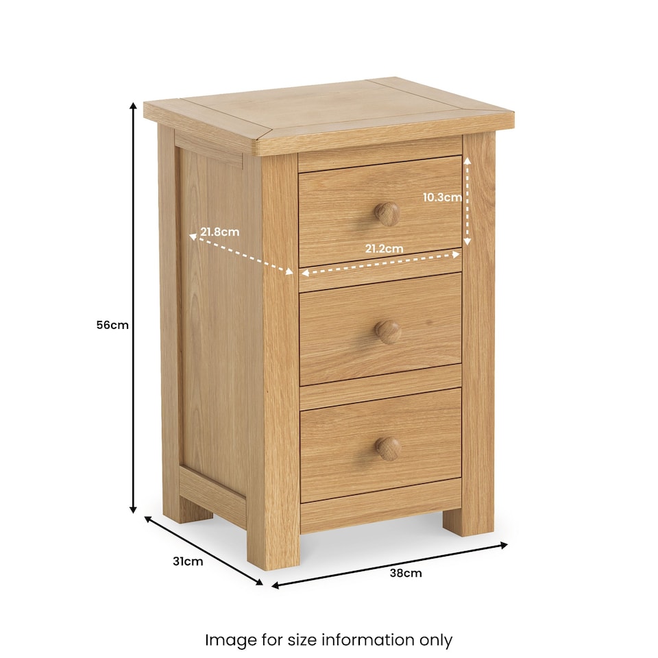 image 1 of Duchy Oak 3 Drawer Bedside Table Fully Assembled - By Roseland Furniture