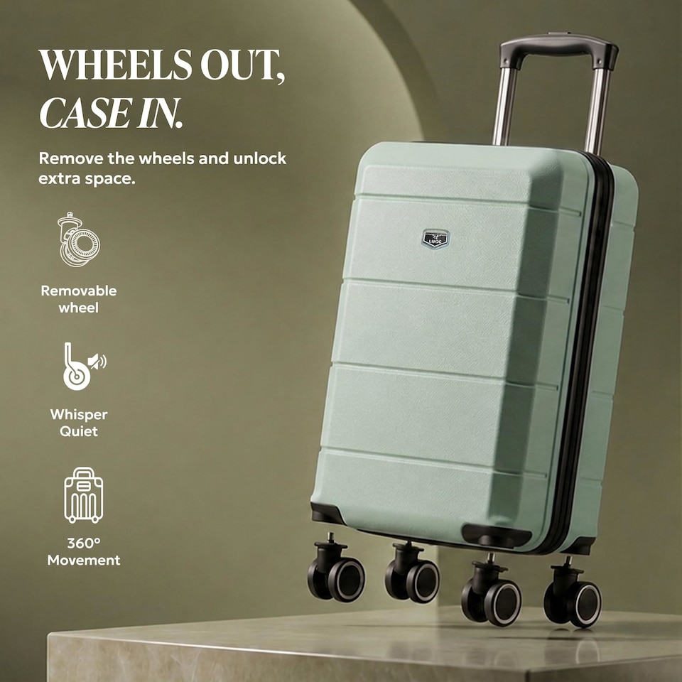 image 1 of Lugg Jetset Lightweight ABS Hard Shell Cabin Suitcase with 4 Spinner Wheels (40x30x20cm)