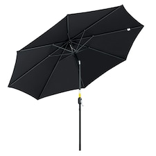 Outsunny 3(m) Patio Umbrella Sunshade Canopy with Tilt & Crank Black