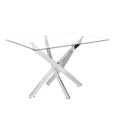Living and Home Modern Tempered Glass Dining Table