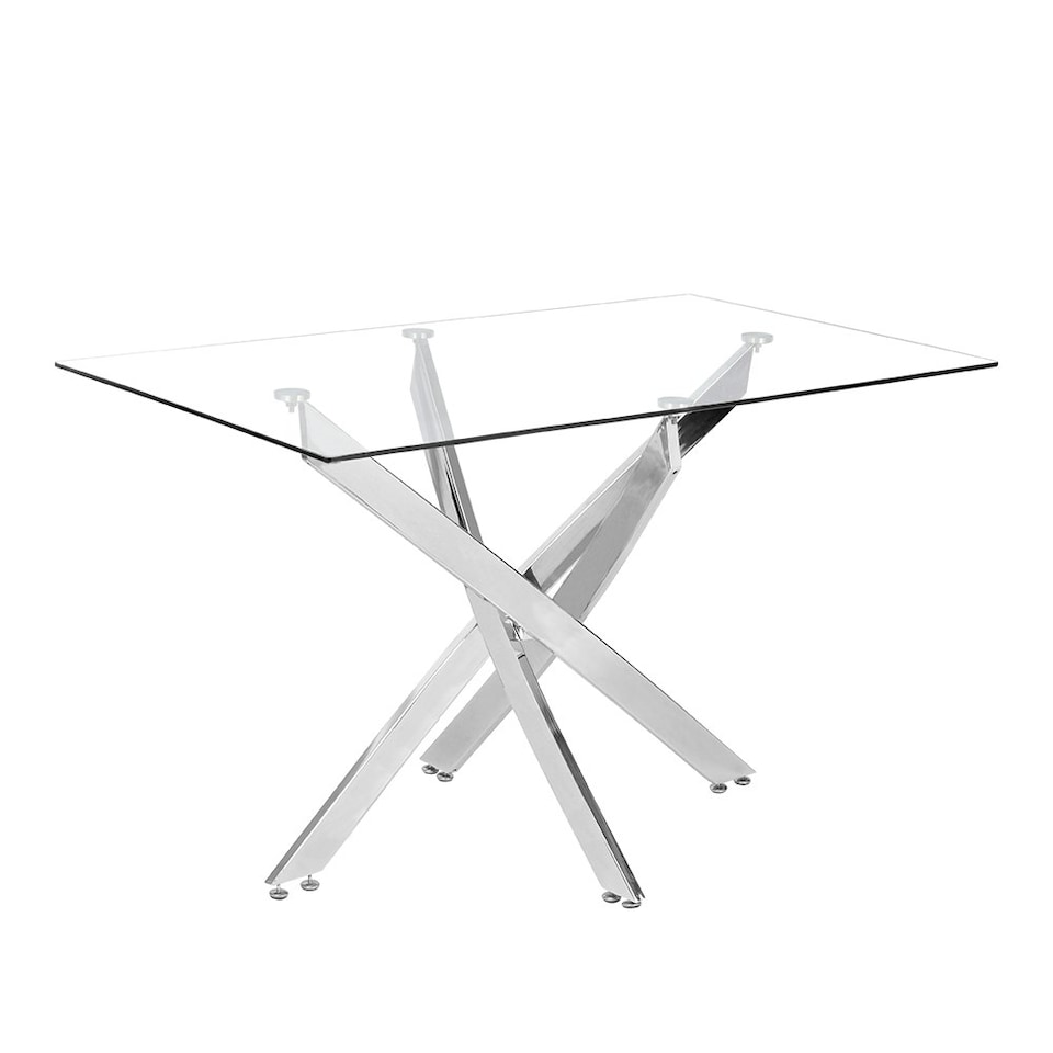 image 1 of Living and Home Modern Tempered Glass Dining Table