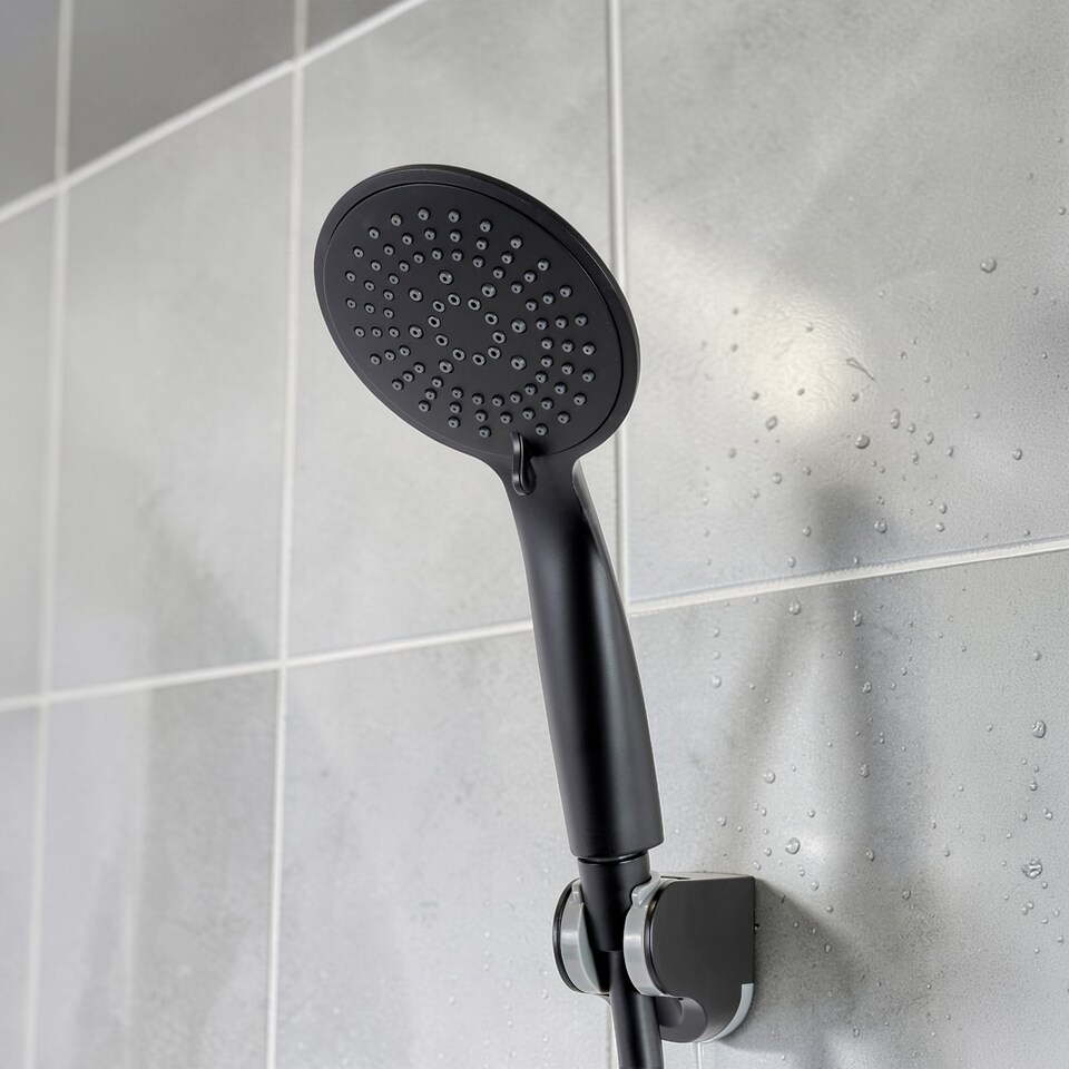 image 1 of Showerdrape Vito Black 5-spray Pattern Shower Head | Black | Black | 1