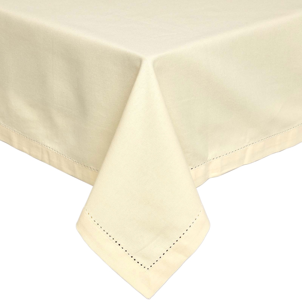 image 1 of Homescapes Cream Tablecloth - 178 x 300 cm | Cream | 178cm x 300cm (70" x 120")