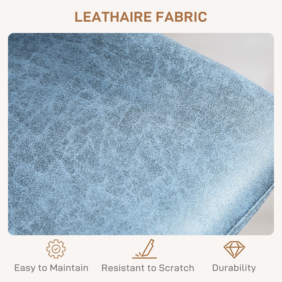 image 1 of HOMCOM Modern Bar Stools Set of 2, Height Adjustable Swivel Bar Chairs with Backrest, Gas Lift and Footrest, Leathaire Barstools for Breakfast Counter, Kitchen Island, Blue