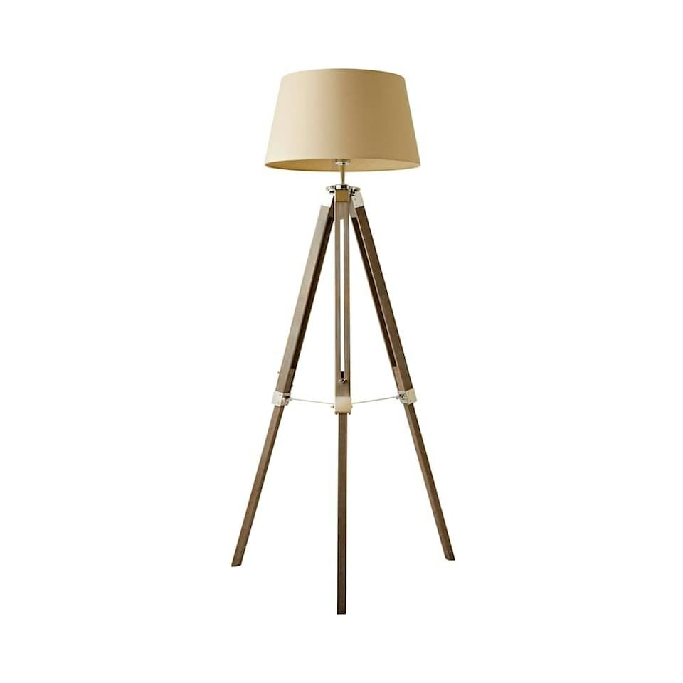 image 1 of ValueLights Clipper Brown Floor Lamp With Beige Shade
