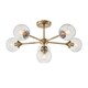 image 1 of Allegra 6 Light Multi Arm Glass Shade Semi Flush Ceiling Lamp Antique Brass