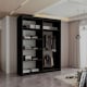 image 3 of Sliding Wardrobes 4U Modern Vertical Panelled Mirror Sliding Wardrobe – 150cm to 250cm, White, Black, Grey, Oak | Black | Black 150cm