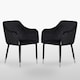 image 1 of Set of 2 Verona Velvet Dining Chairs with Quilted Back & Black Legs - Modern Accent Chair with Silver Foot Tips | Black