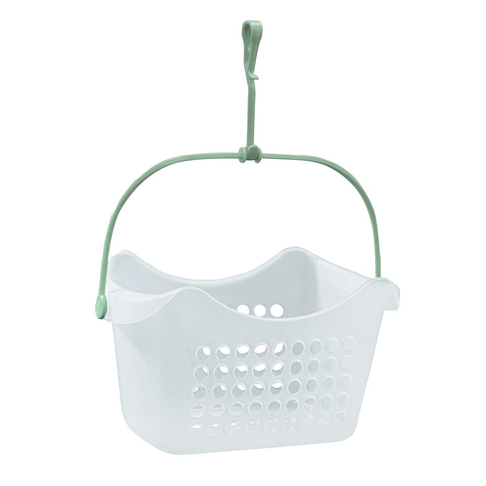 image 1 of JVL Peg Basket with 48 Soft Grip Plastic Clothes Pegs, Assorted Colours