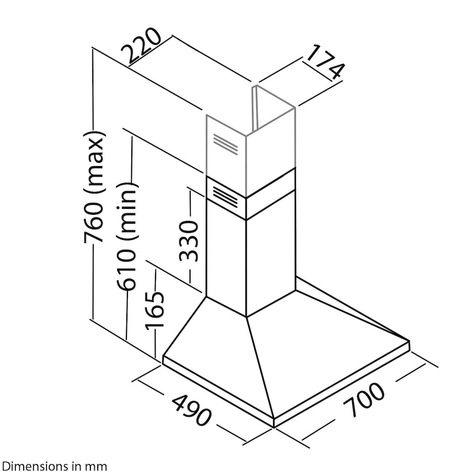 image 1 of SIA CHL70SS 70cm Chimney Cooker Hood Kitchen Extractor Fan In Stainless Steel