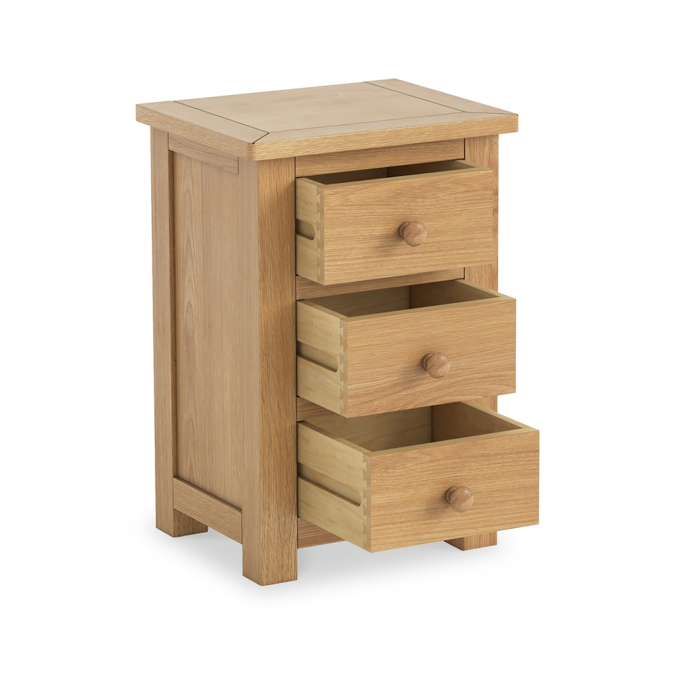 image 1 of Duchy Oak 3 Drawer Bedside Table Fully Assembled - By Roseland Furniture