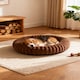 image 2 of Living and Home 6 Colour Soft Donut Pet Bed for Cats & Dogs,Warm & Cosy Retreat | Brown | Brown | L