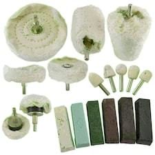 18pc Deluxe Polishing Kit Buffing Metal Car Caravan Spindle Drill Pad TE847